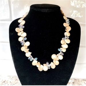 Keshi Baroque Vintage Light Gold Genuine Pearl Swarovski Crystals